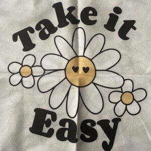 Take It Easy Daisy Floral Flowers Pillow Case Hippie Kids Fun Plant Lady